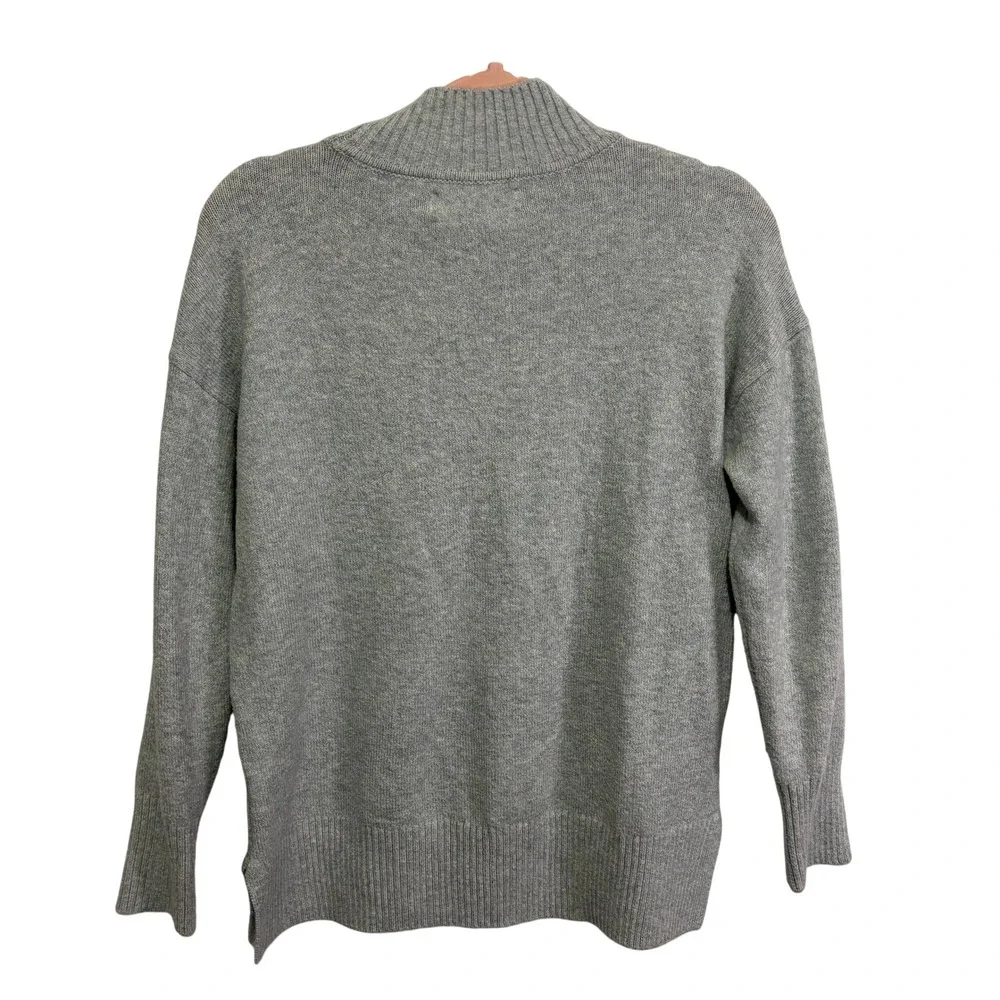 LOFT Womens Mock Neck Sweater Light Blue Gray L/S Cotton Blend Small Cozy Soft